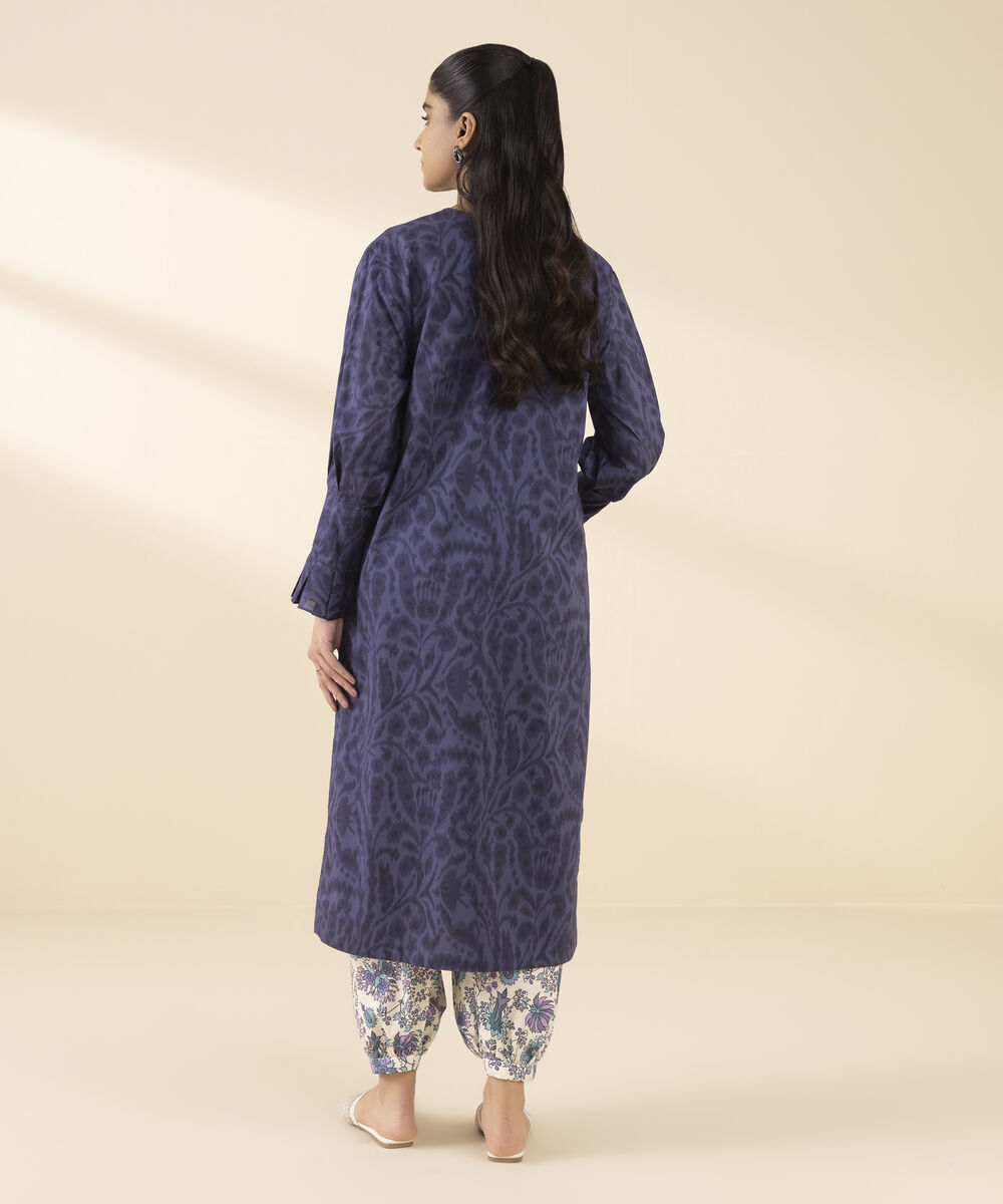 Unstitched Women's Blue Lawn Shirt Trousers