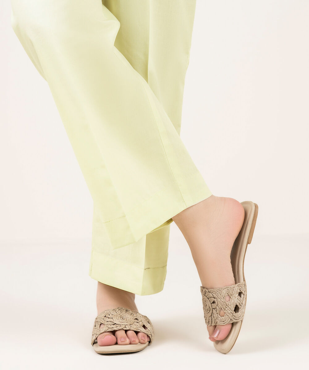 Women's RTW Cambric Solid Mint Green Culottes