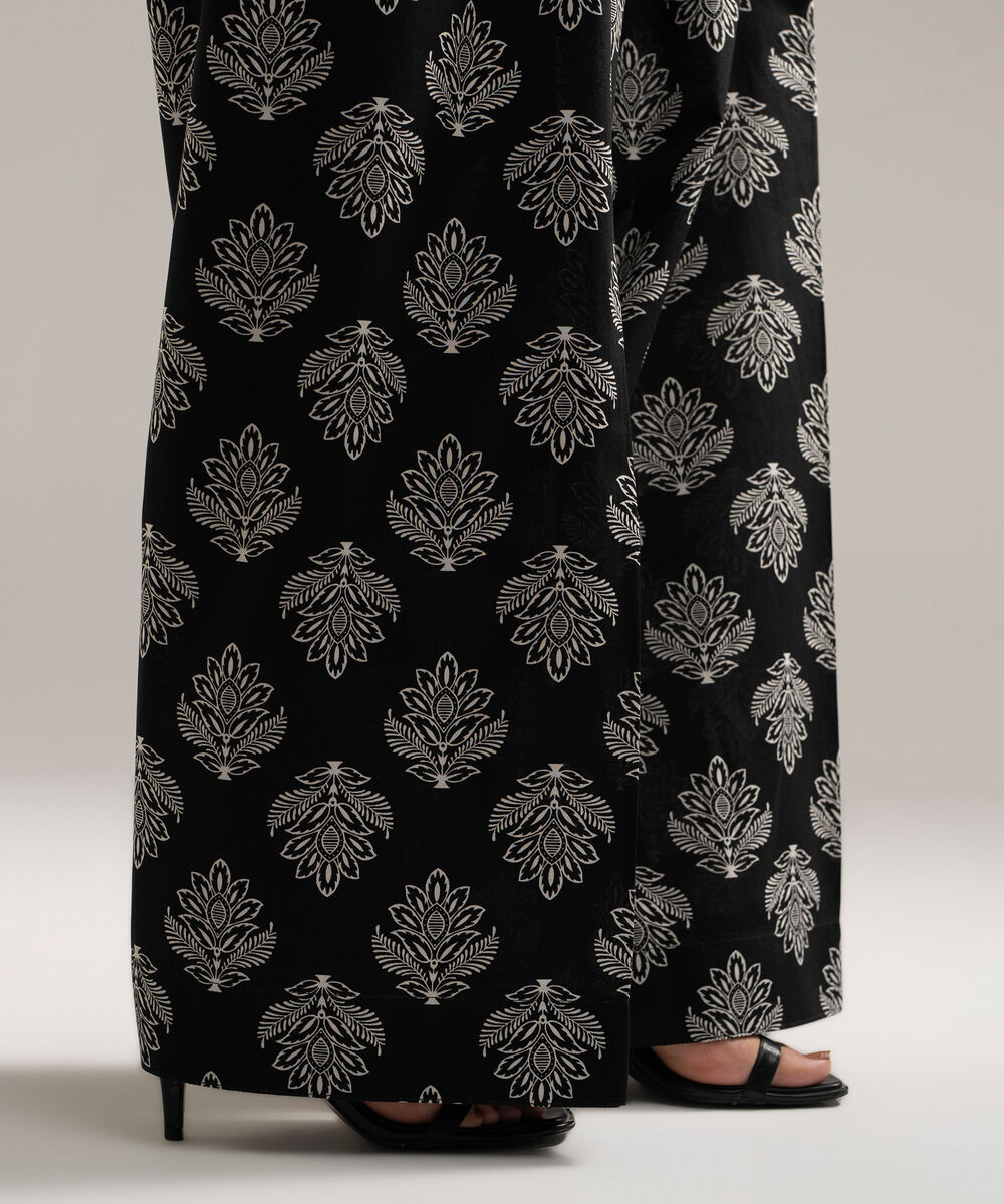 Women's RTW Cambric Printed Black Shalwar