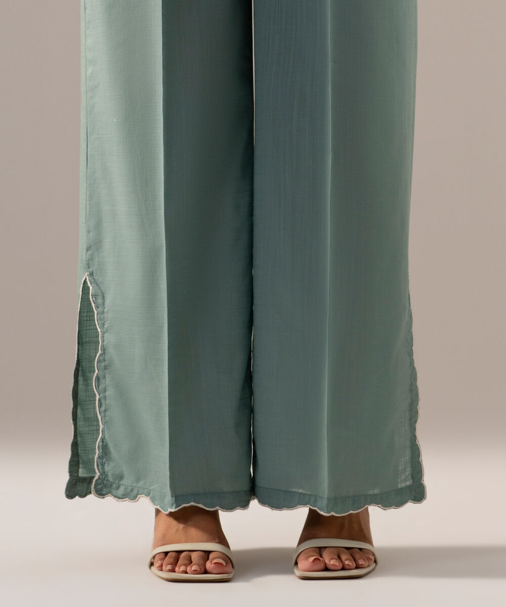Women's RTW Cross Hatch Solid Cadet Blue Culotte