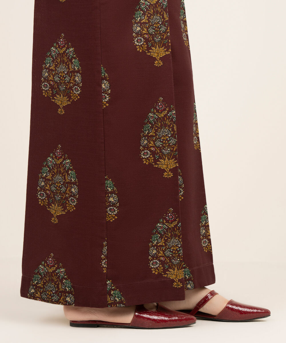 Women's RTW Cambric Red Printed Flared Pants