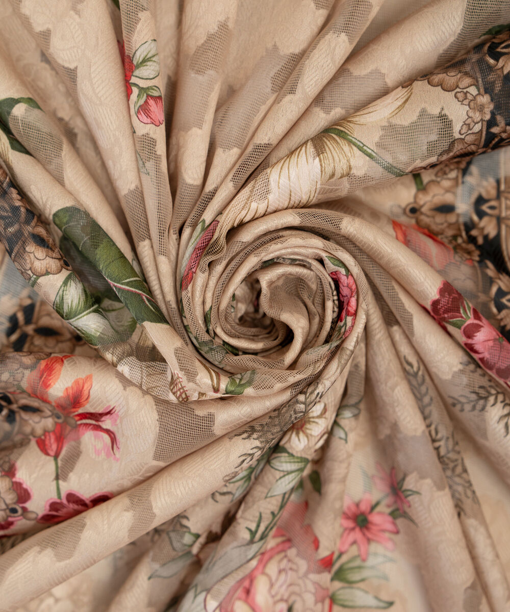 Brochea Jacquard Printed Beige Dupatta