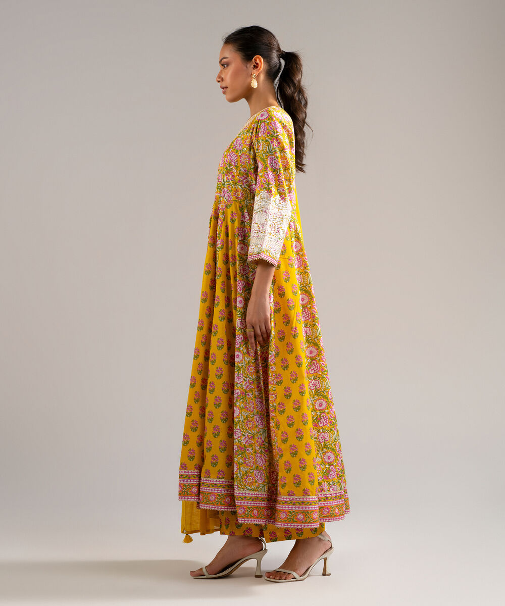 Women's RTW Lawn Embroidered Yellow 3 Piece Suit