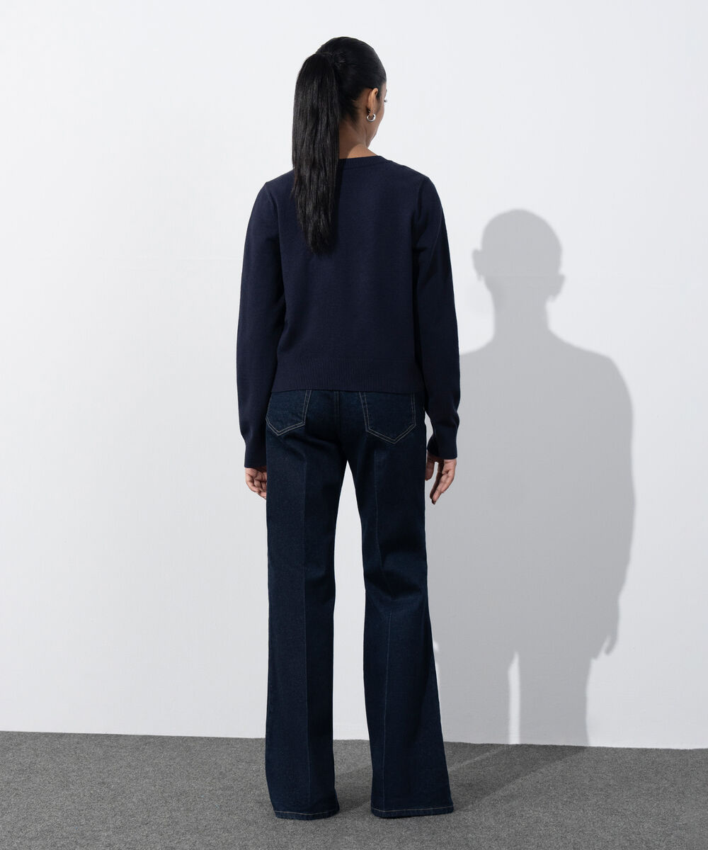 Women's Western Wear Navy Regular-Fit Knit Cardigan