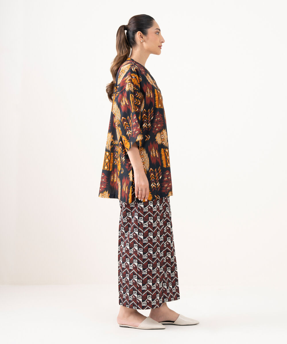 Women's RTW Cotton Printed Black Boxy Shirt