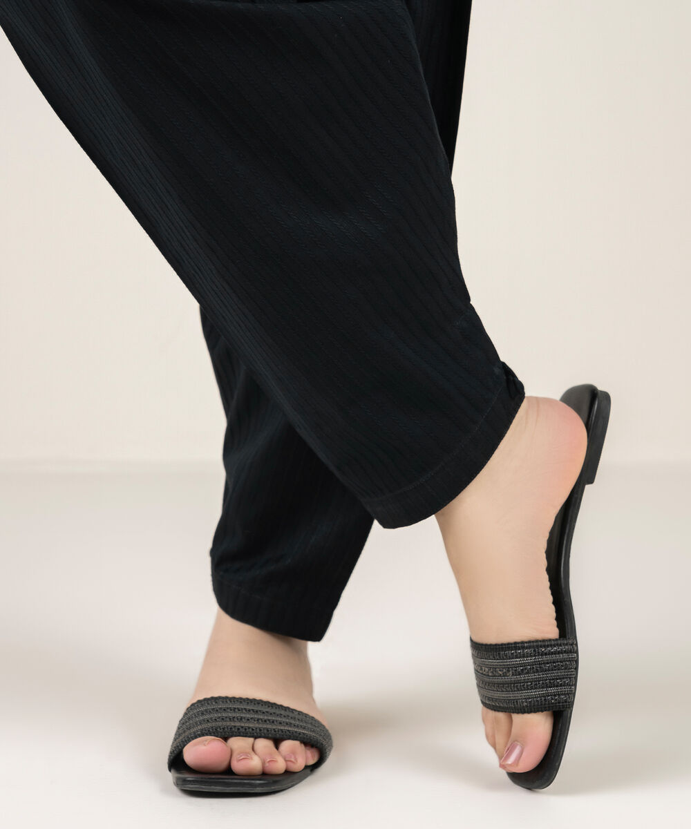 Women's RTW Dobby Solid Black Shalwar