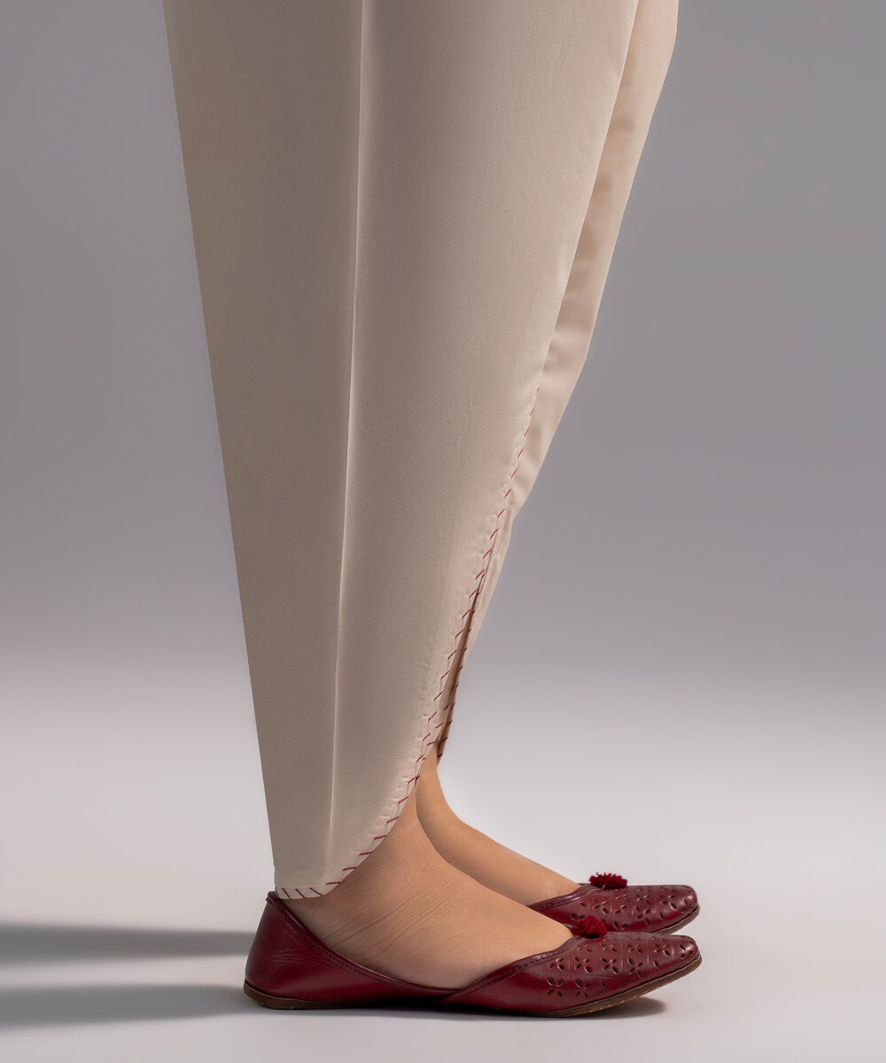 Women's RTW Cambric Embroidered Off White Tulip Shalwar