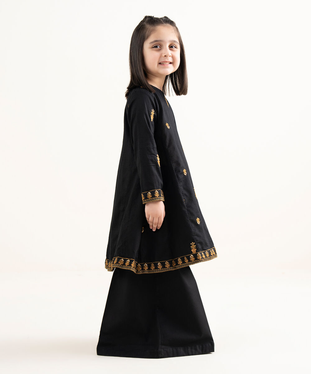 Girls Two Piece Embroidered Textured Lawn Suit