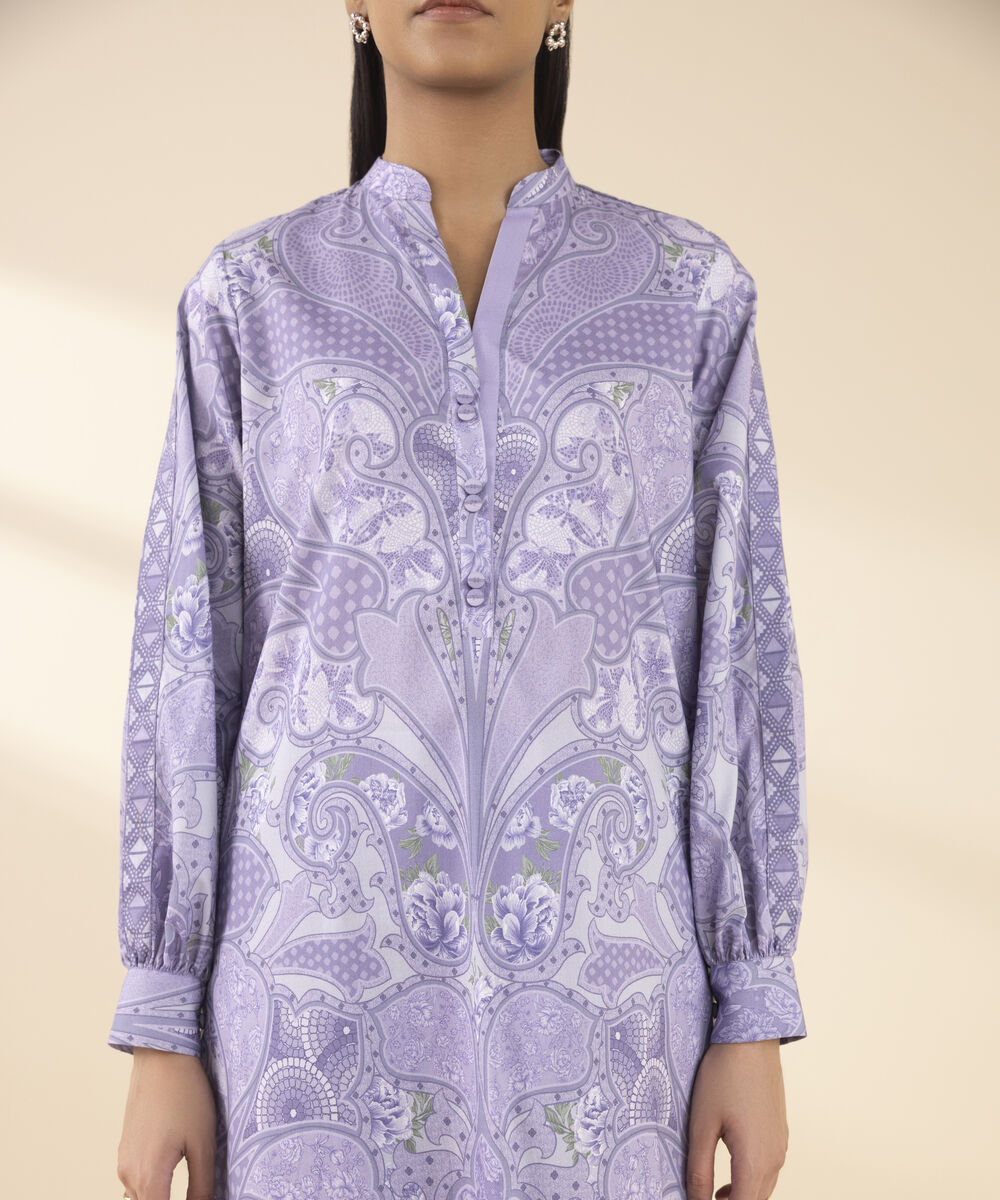 Unstitched Women's Purple Lawn 3 Piece Suit