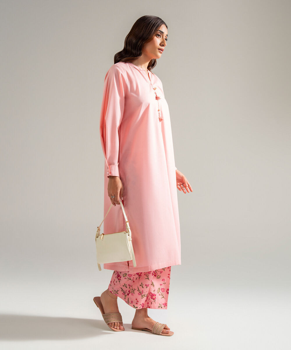 Women's RTW Cambric Solid Pink Straight Shirt
