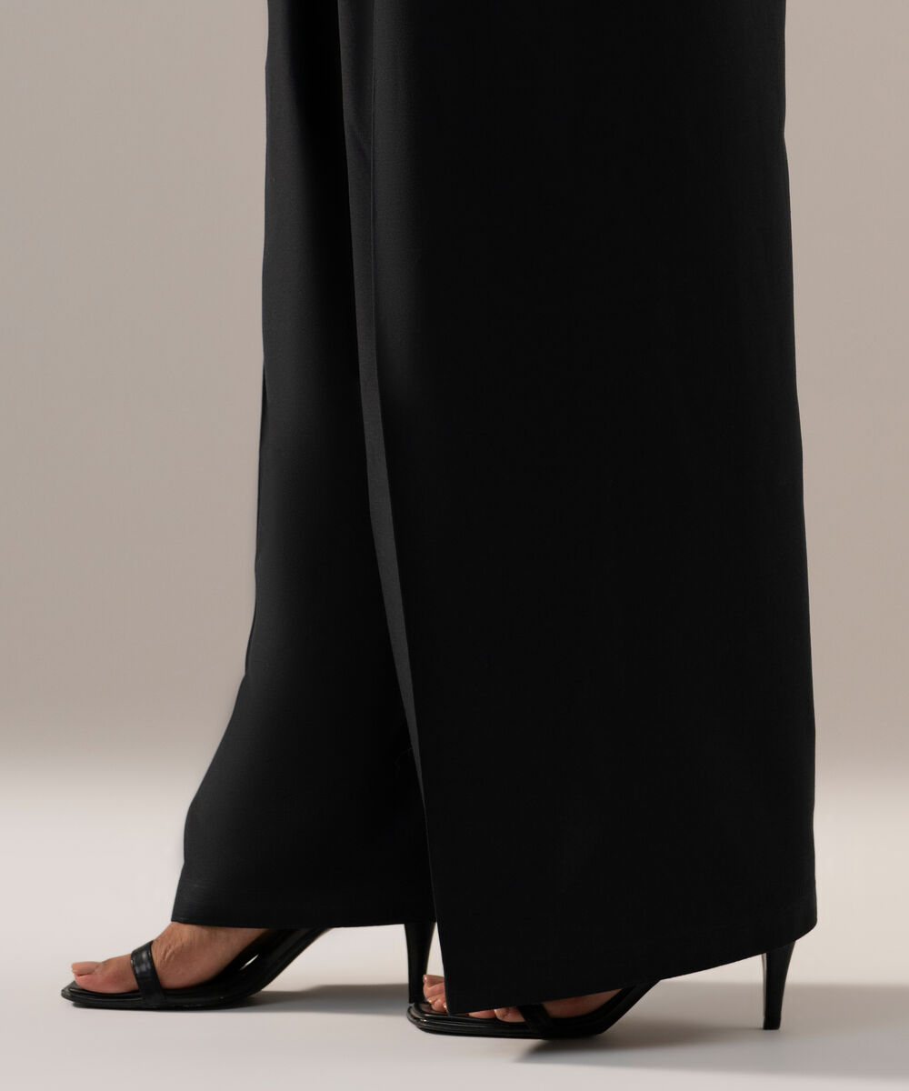 Women's RTW Cambric Solid Black Farshi Shalwar