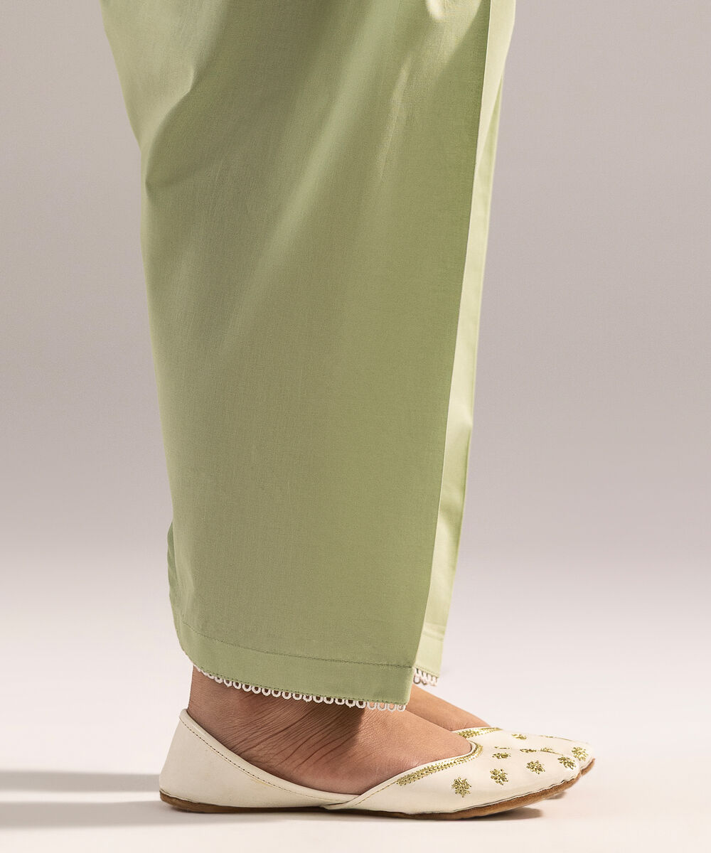 Women's RTW Cambric Solid Mint Green Shalwar