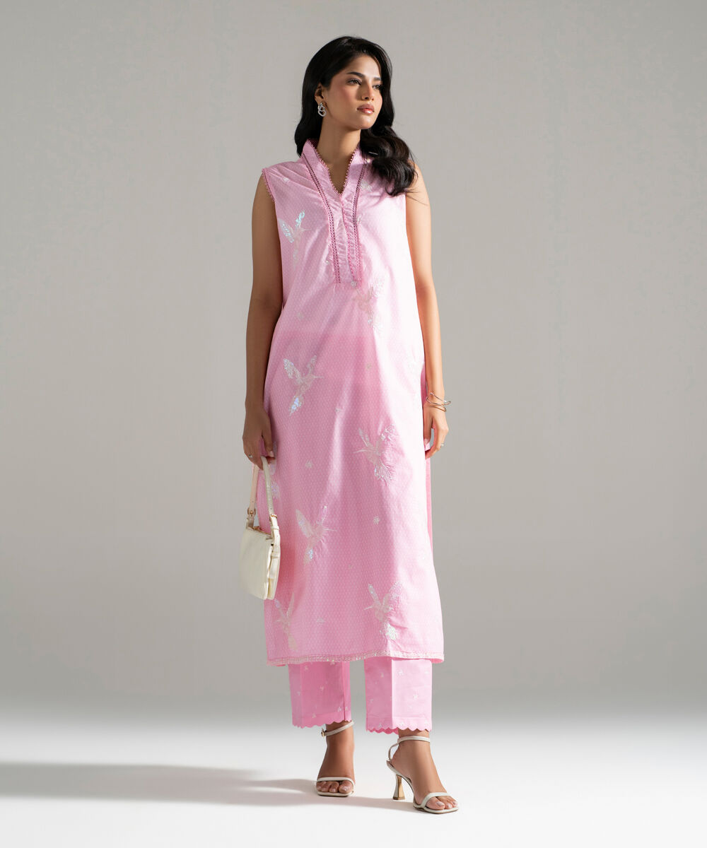 Women's RTW Lawn Embroidered Pink 2 Piece Suit