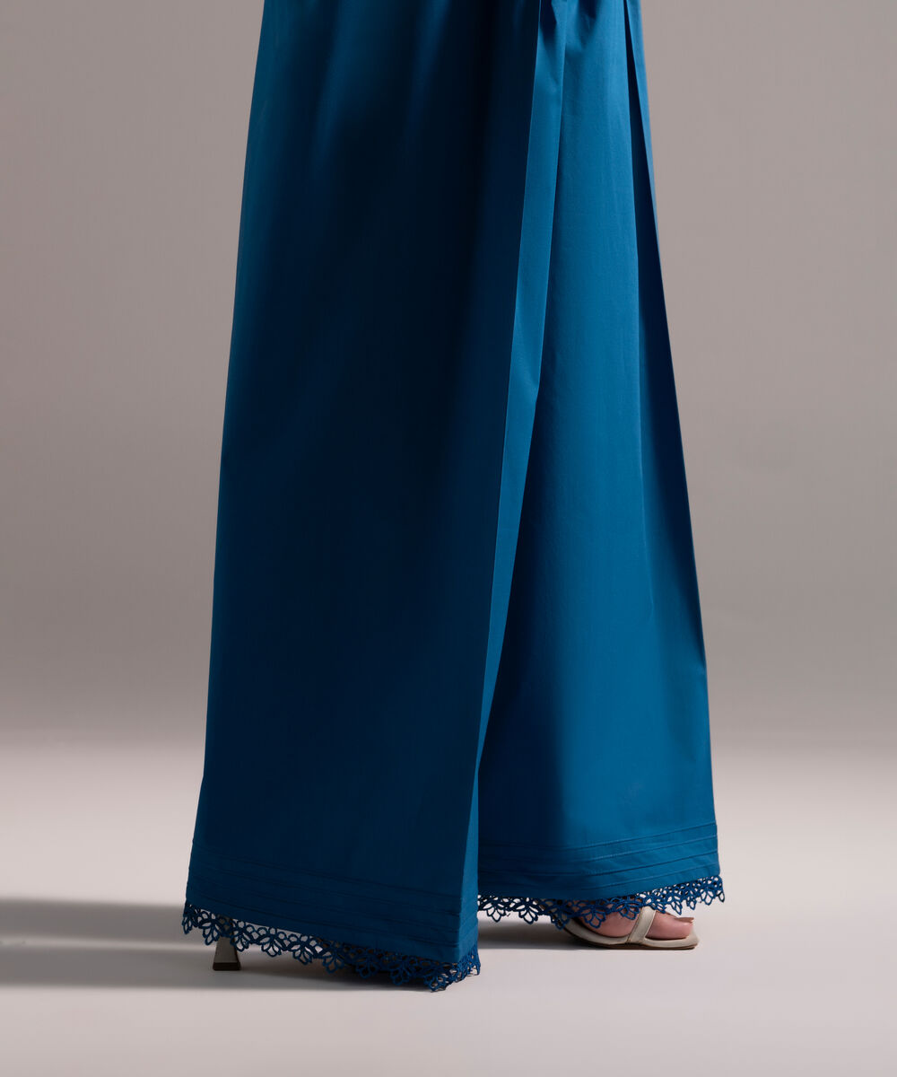 Women's RTW Poplin Solid Dark Blue Farshi Shalwar
