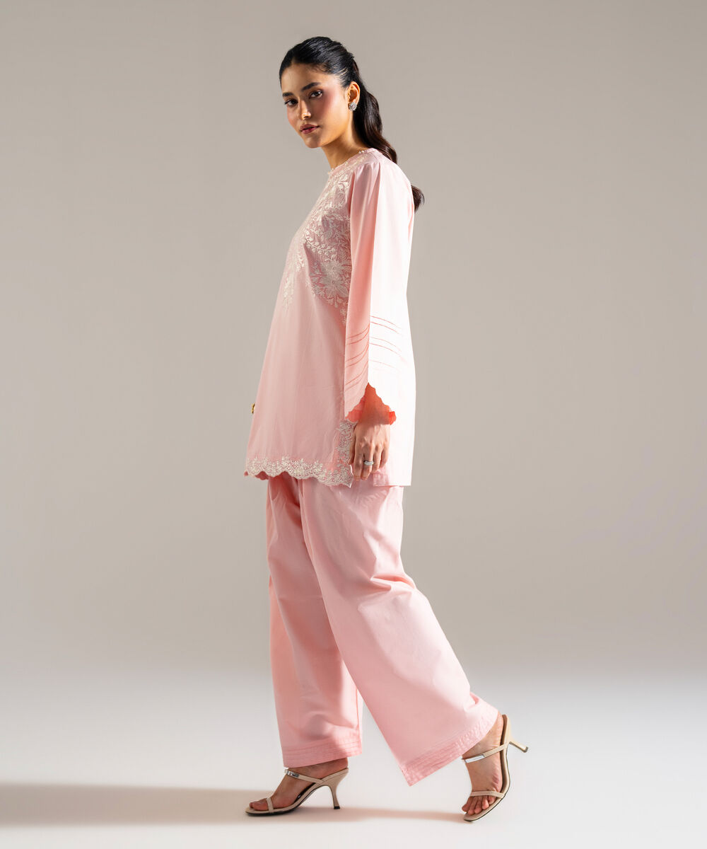 Women's RTW Lawn Embroidered Pink 2 Piece Suit
