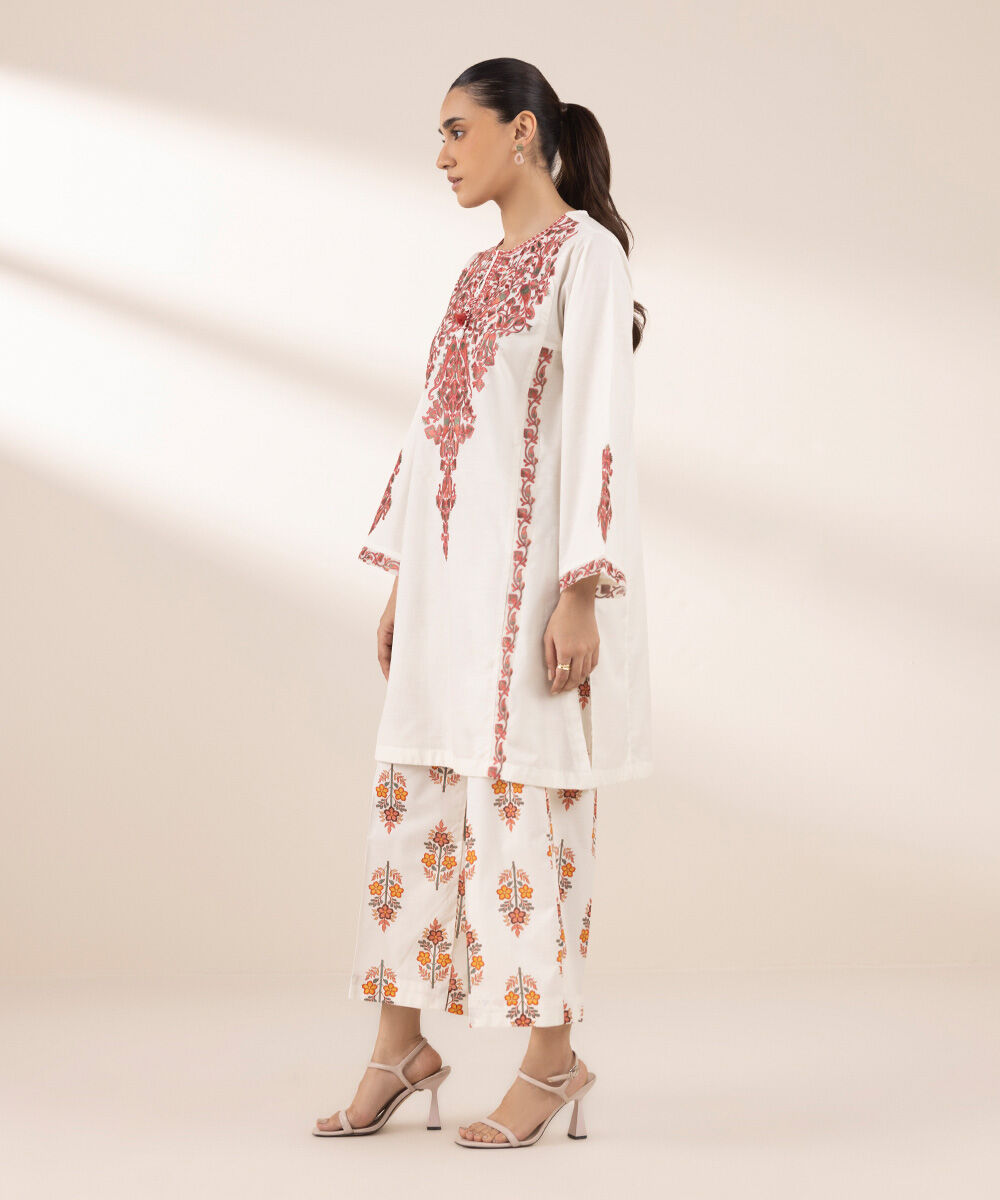 Women's RTW Textured Lawn White Embroidered Boxy Shirt