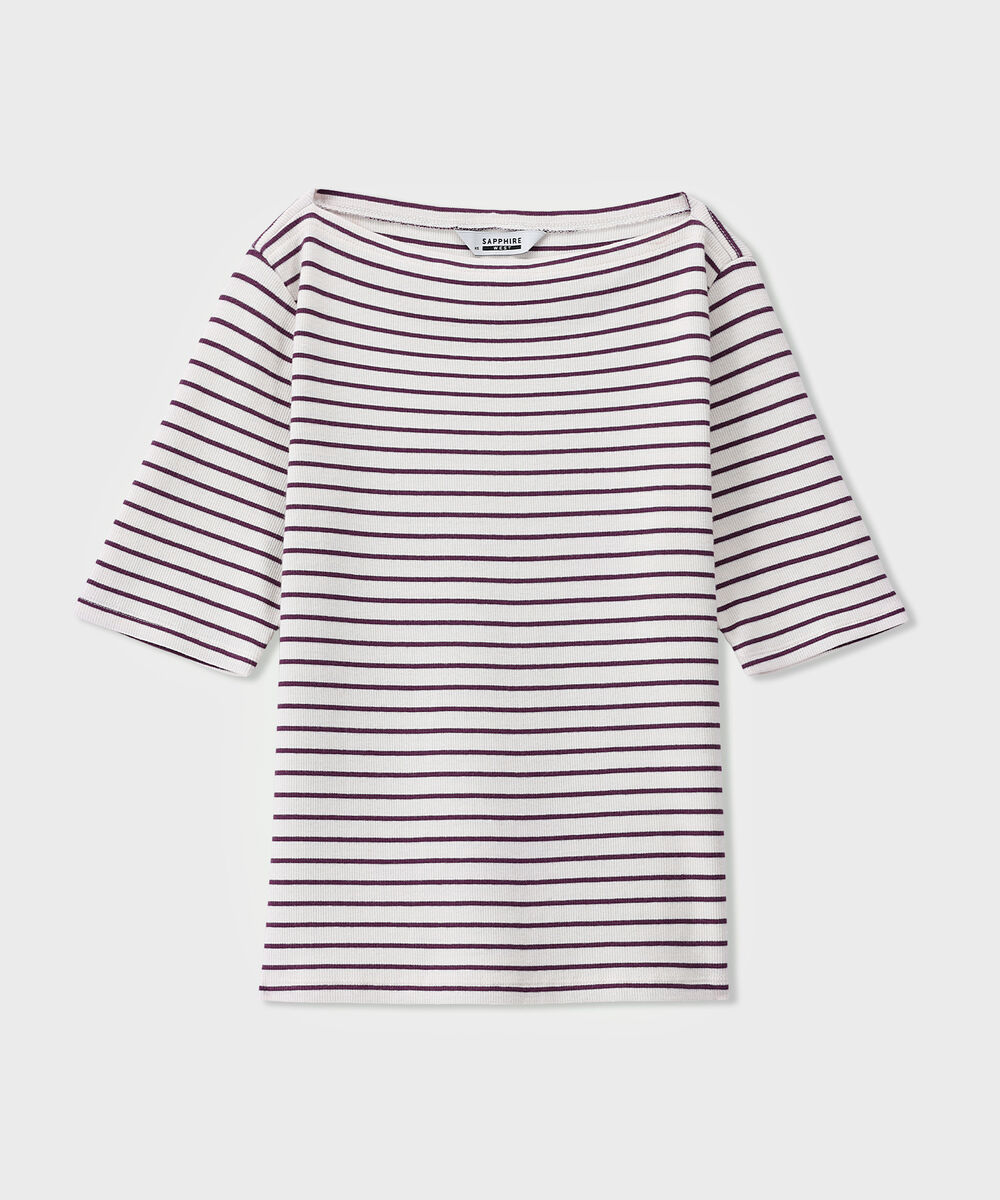 Women's Western Wear White Slash Neck Rib Top