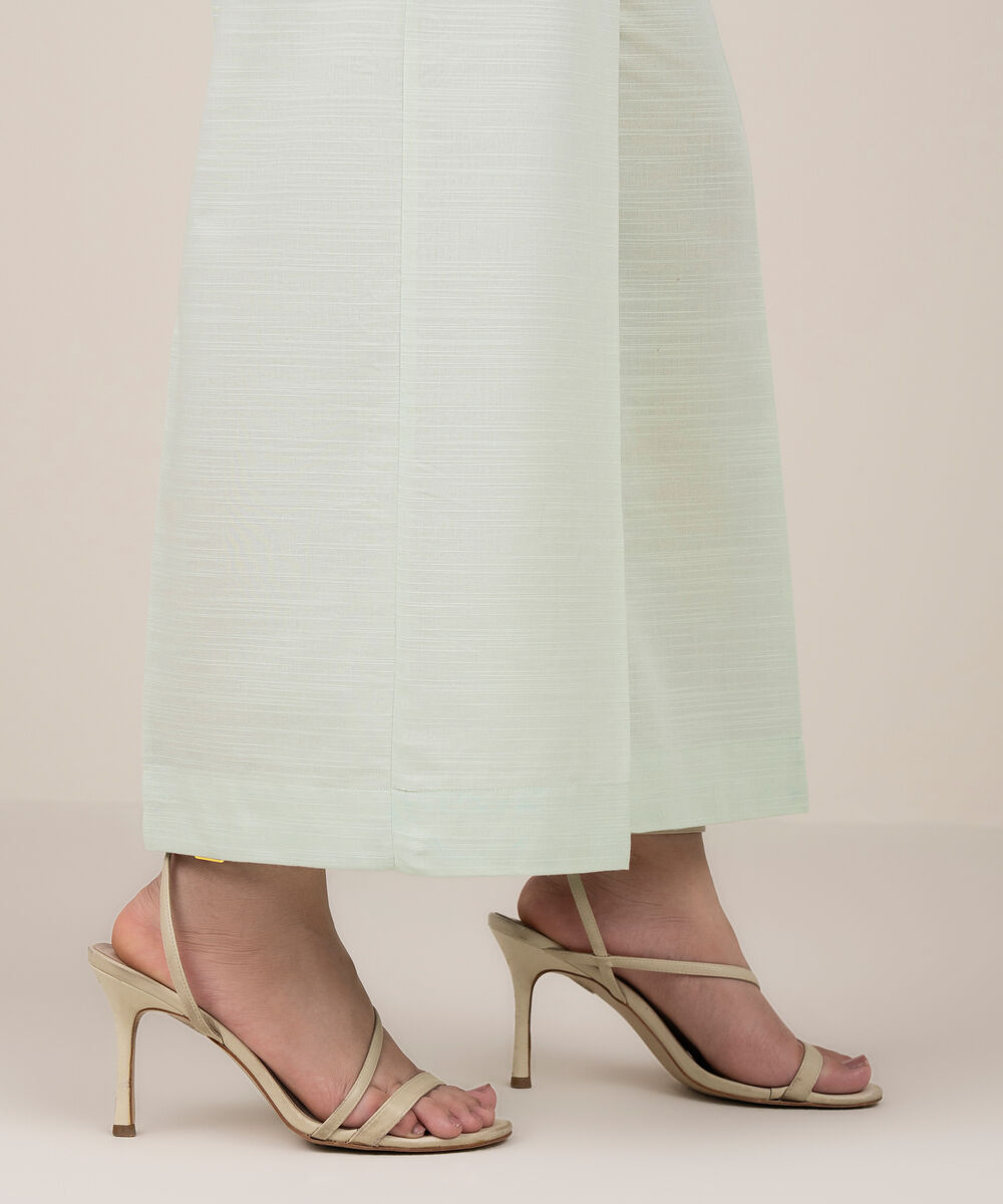 Women's RTW Khaddar Solid Mint Green Culottes