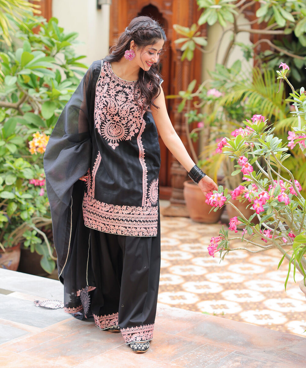 Women's RTW Leno Kara Embroidered Black 3 Piece Suit