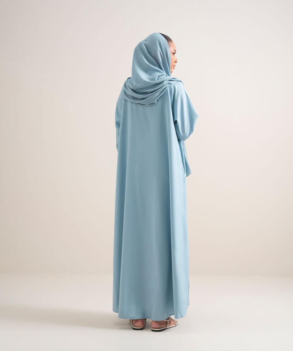 Women's Sky Blue Button Through Raglan Abbaya