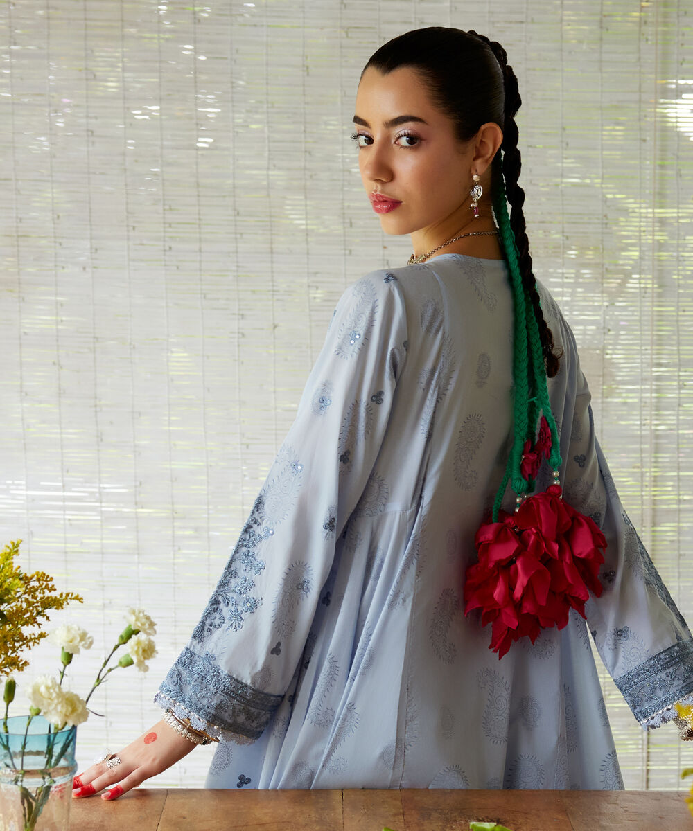 Women's RTW Lawn Embroidered Ice Blue 3 Piece Suit