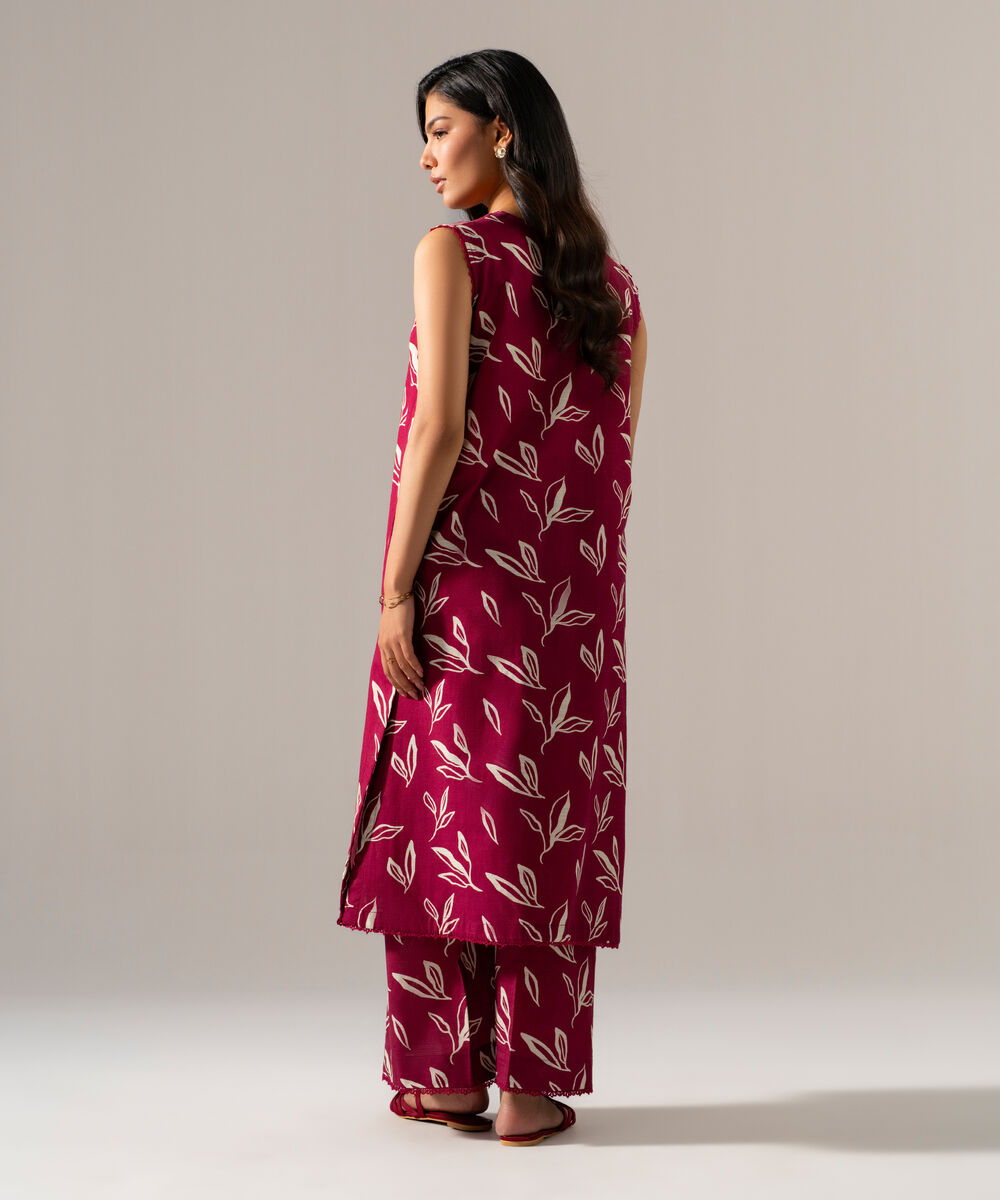 Women's RTW Khaddar Printed Maroon 2 Piece Suit