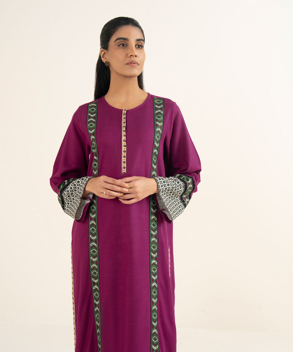 Women's RTW Herringbone Solid Pink A-Line Shirt