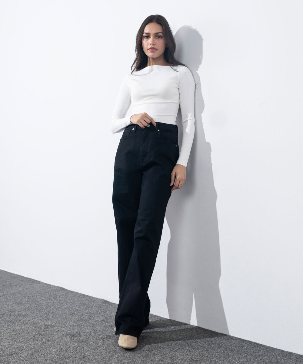 Women's Western Wear Black Straight Fit Jeans