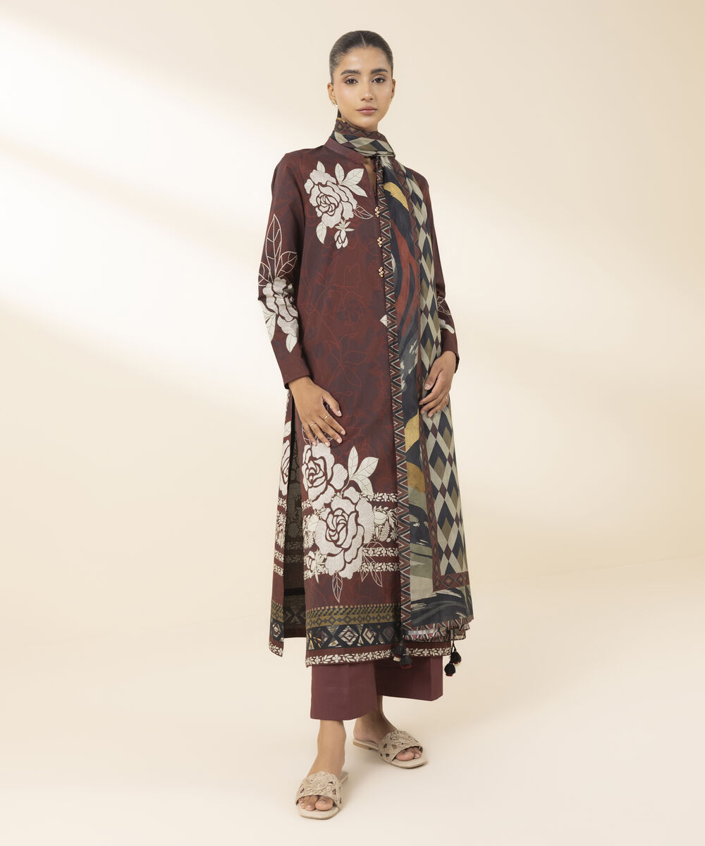 Unstitched Women's Red Lawn 3 Piece Suit