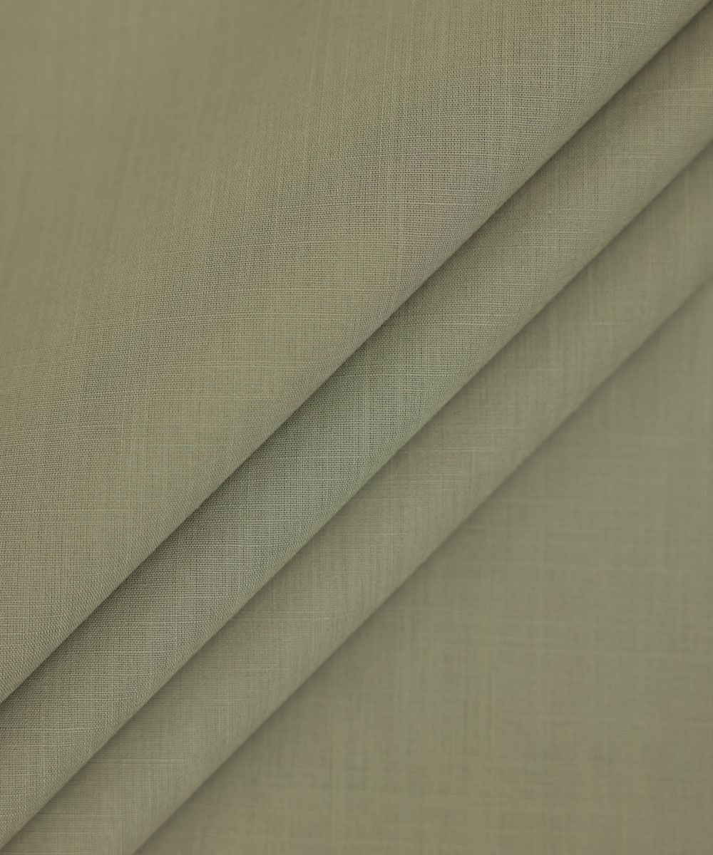 Men's Unstitched Cotton Slub Green Full Suit Fabric