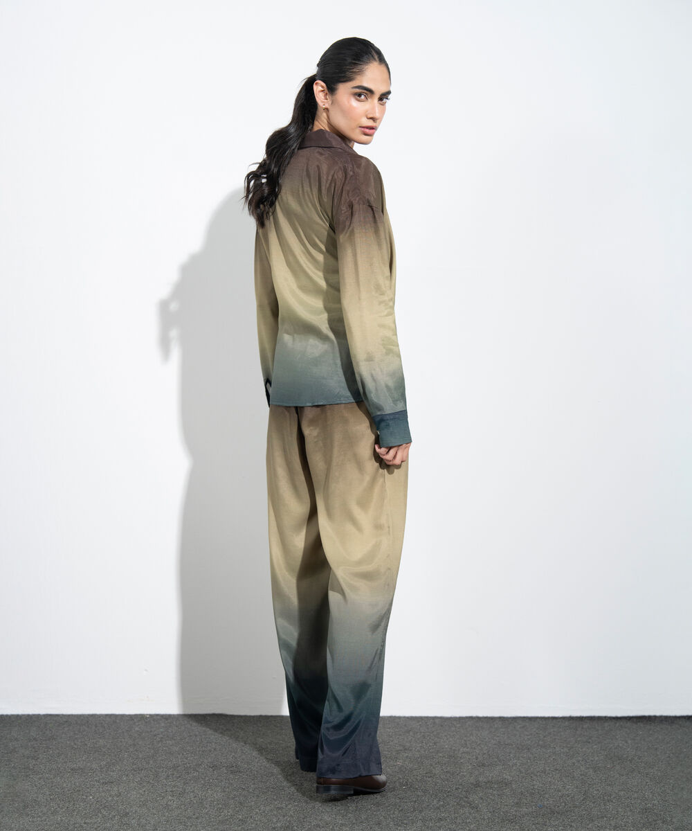 Women's Western Multi Ombre Print Wrap Shirt