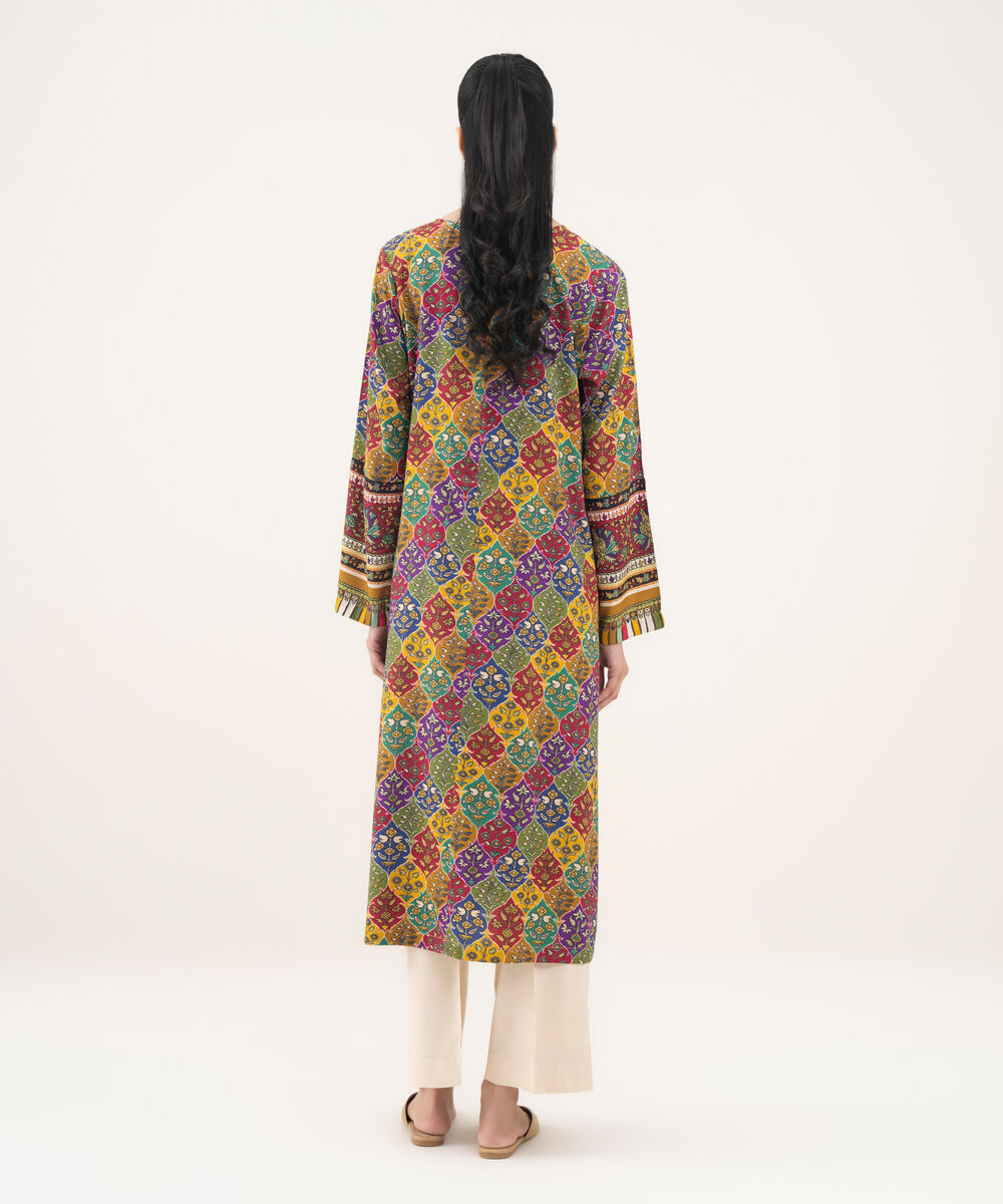 Women's RTW Viscose Linen Multi Printed A-Line Shirt