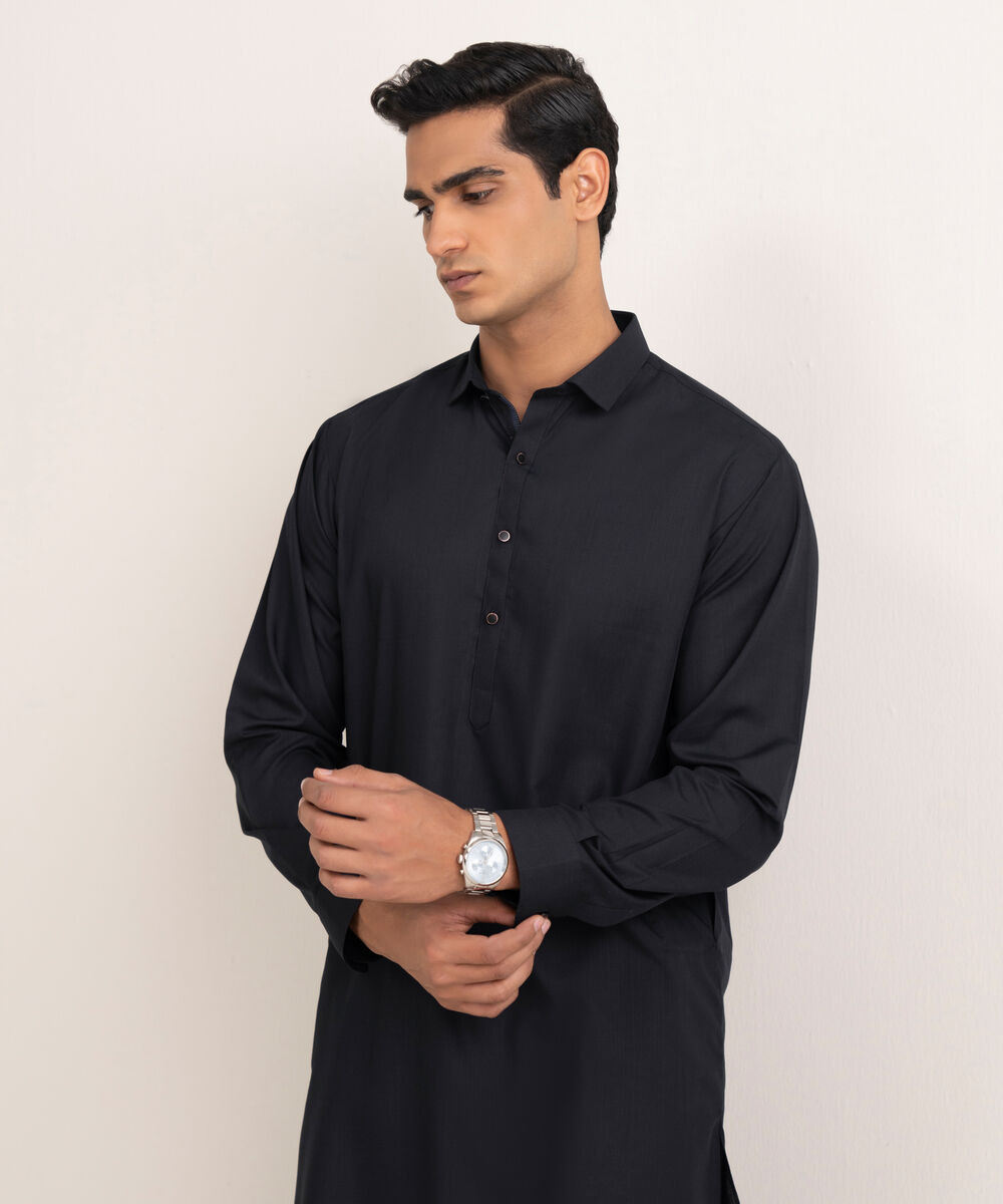 Men'S Stitched Indigo Premium Wash And  Wear Suit