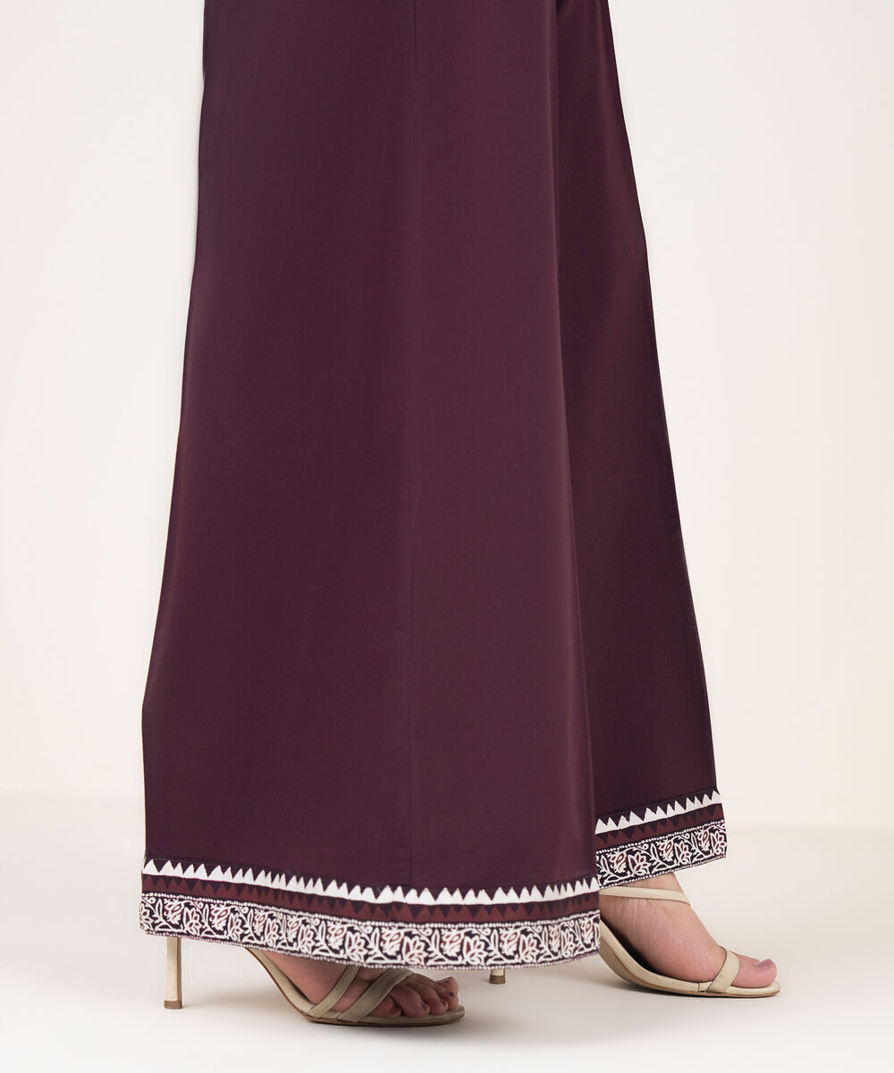 Women's RTW Viscose Linen Solid Brown Flared Pants