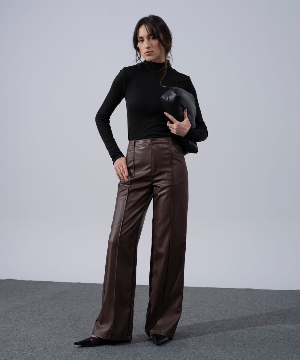 Women's Western Wear Black Viscose Turtleneck Knit Top
