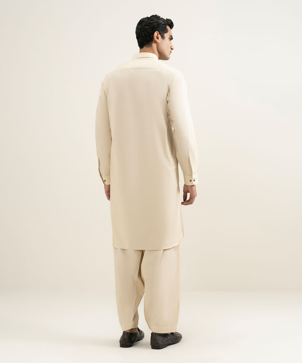 Men's Stitched Beige Kameez Shalwar