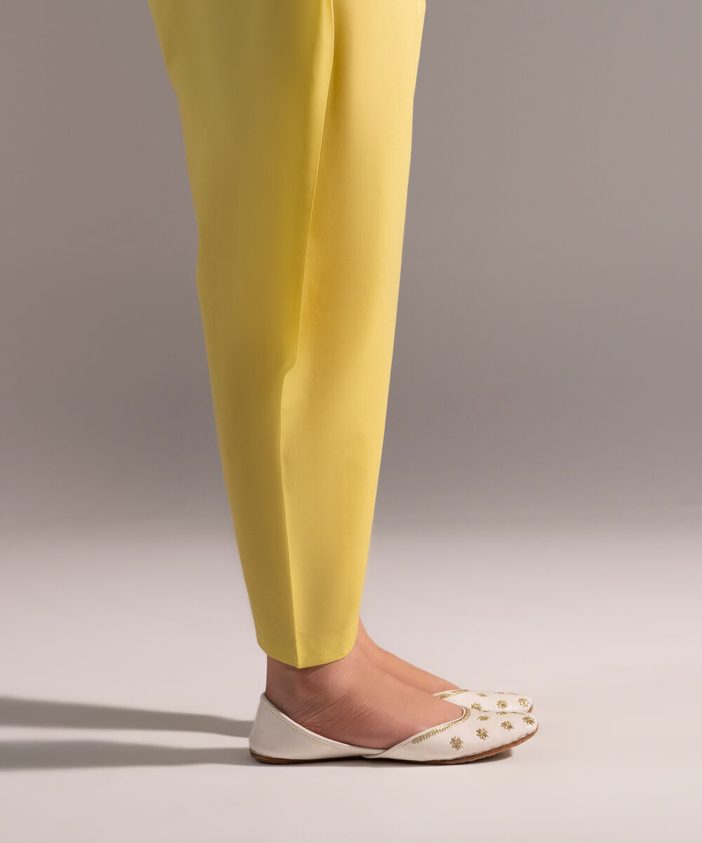 Women's RTW Cambric Solid Lime Green Skinny Shalwar