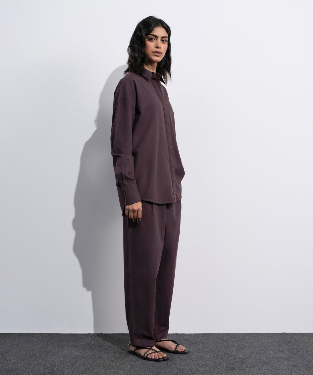 Women's Brown Button Through Linen Blend Shirt