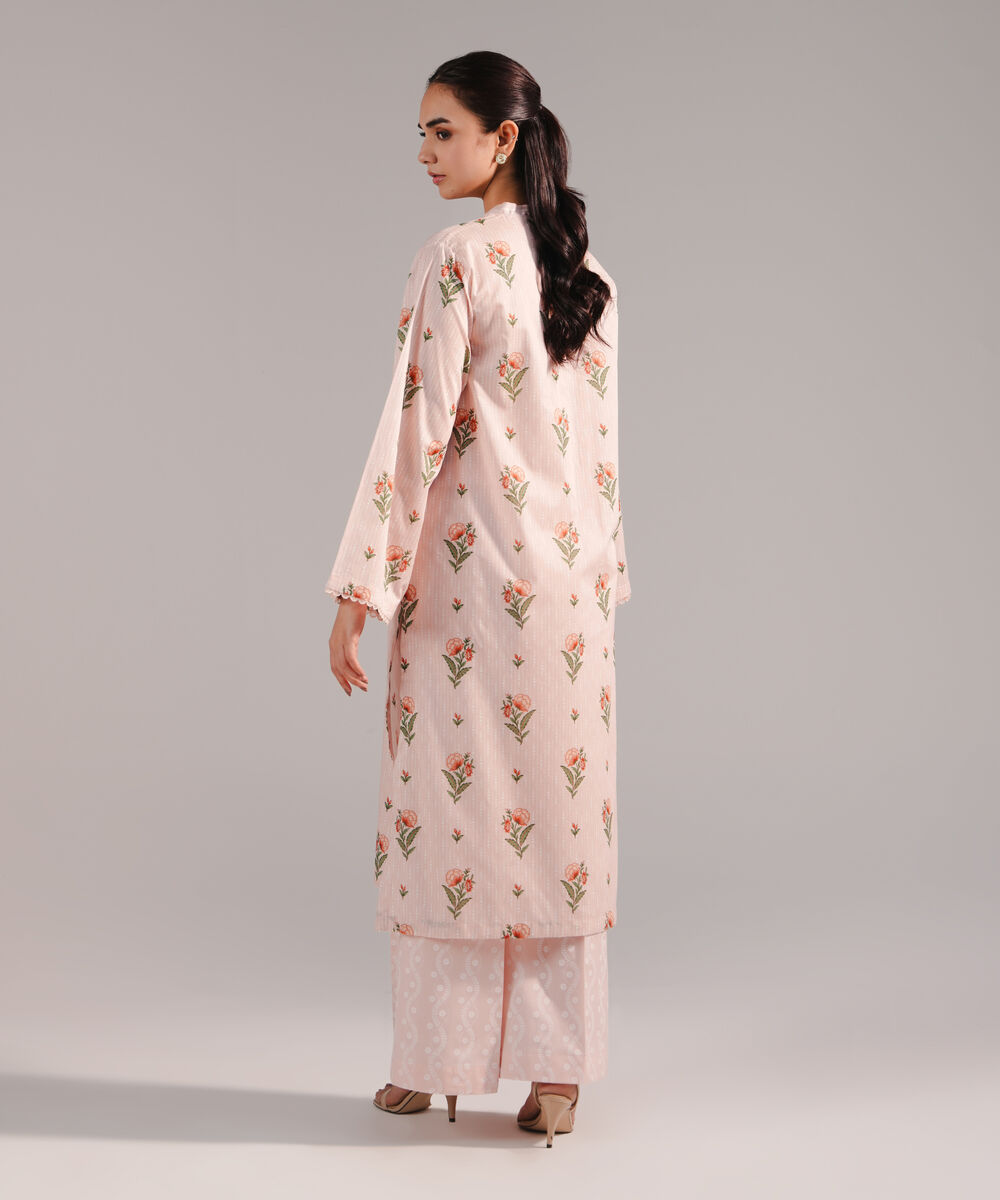 Women's RTW Lawn Printed Pink Straight Shirt