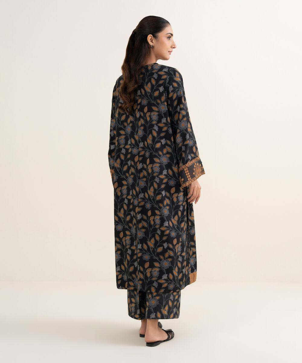 Women's RTW Cotton Embroidered Black A-Line Shirt