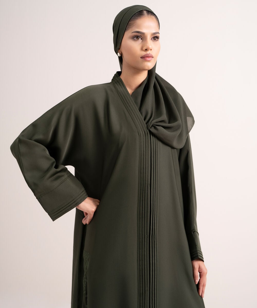Women's Army Green Kimono Abbaya Set