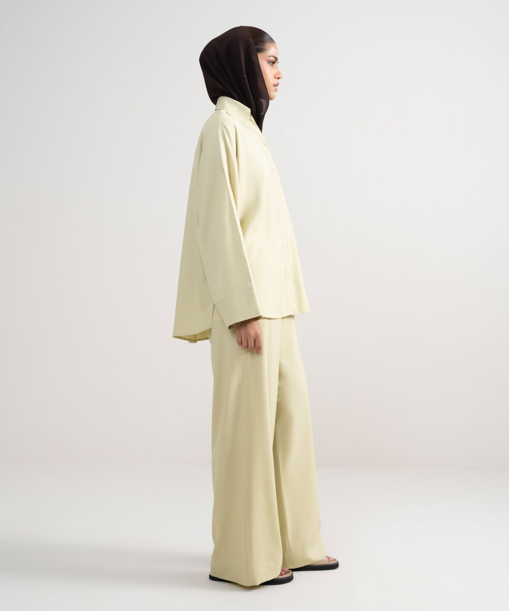 Women's Beige Oversize Button Down