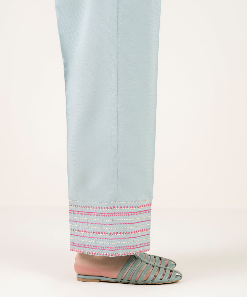 Women's RTW Dobby Embroidered Blue Culottes