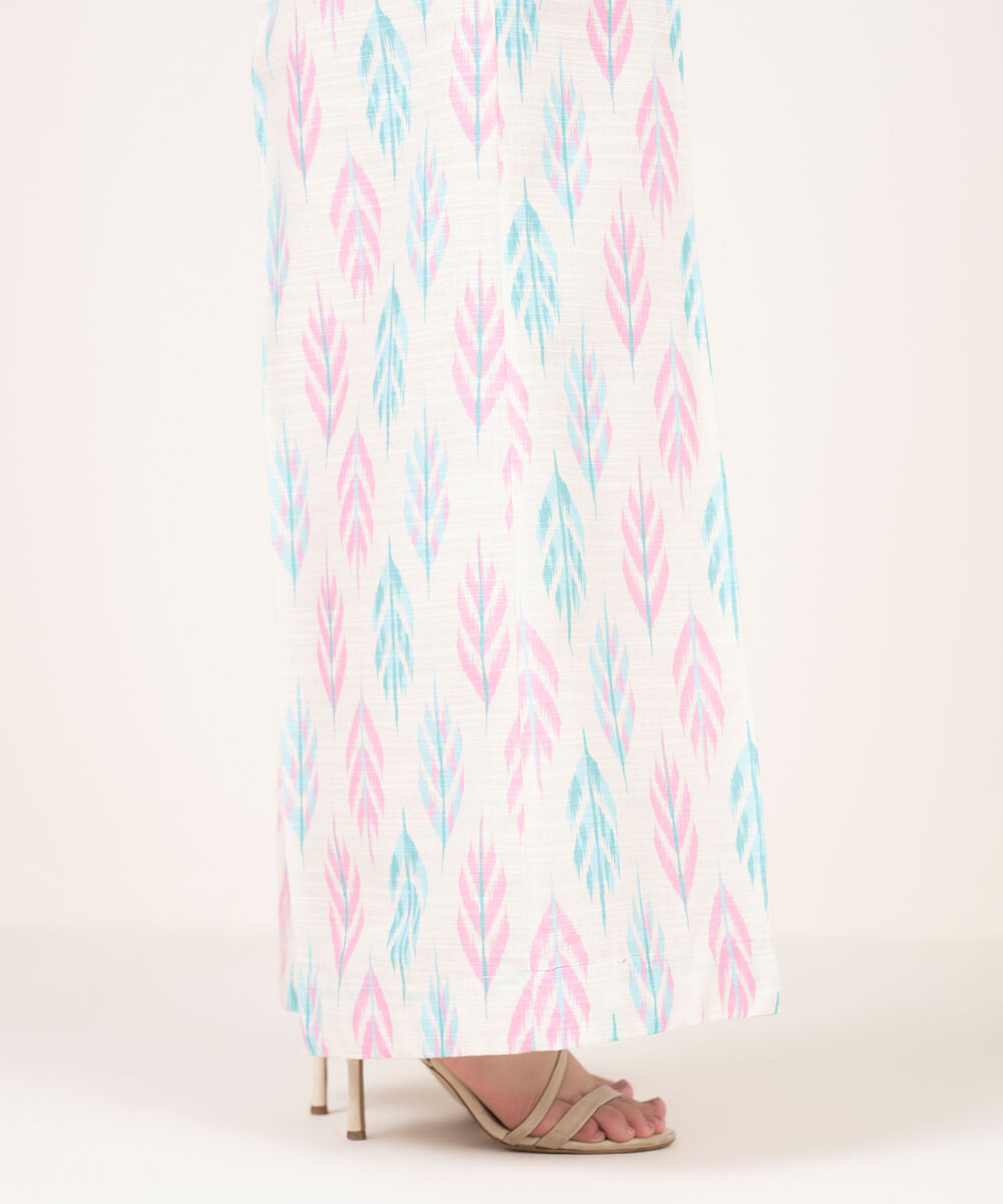 Women's RTW Khaddar Printed Off White Flared Pants