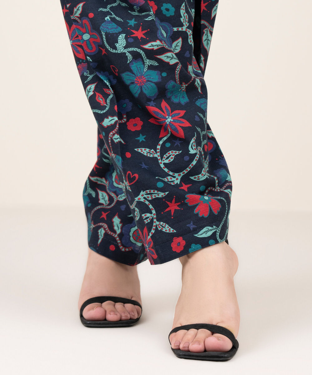 Women's RTW Khaddar Printed Black Shalwar