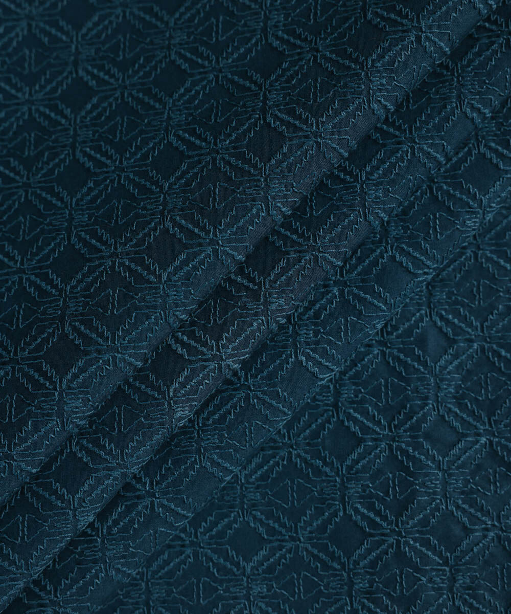 Men's Unstitched Cotton Schiffli Blue Kurta