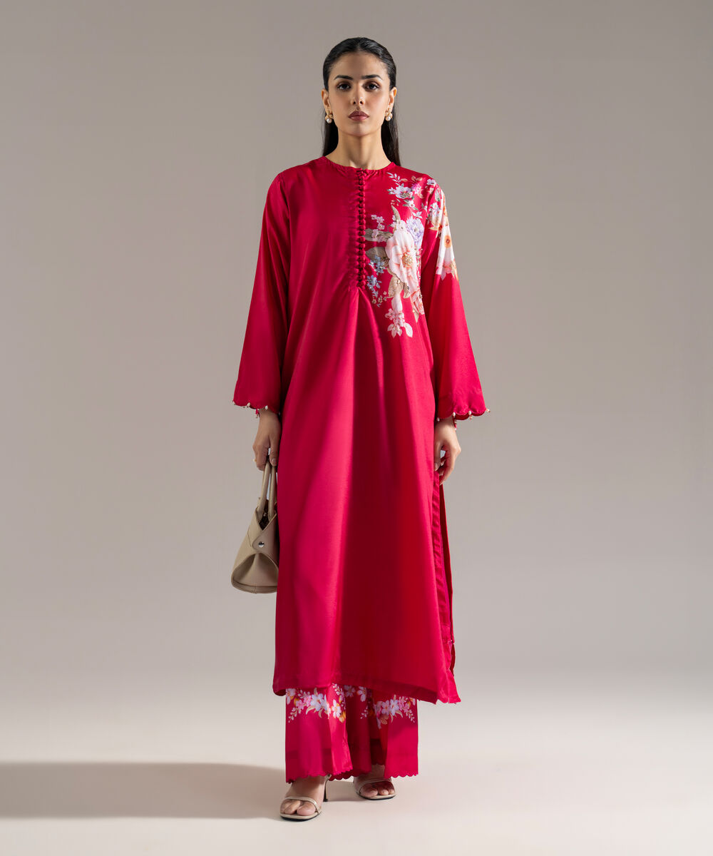 Women's RTW Printed Pink Blended Grip 2 Piece Suit