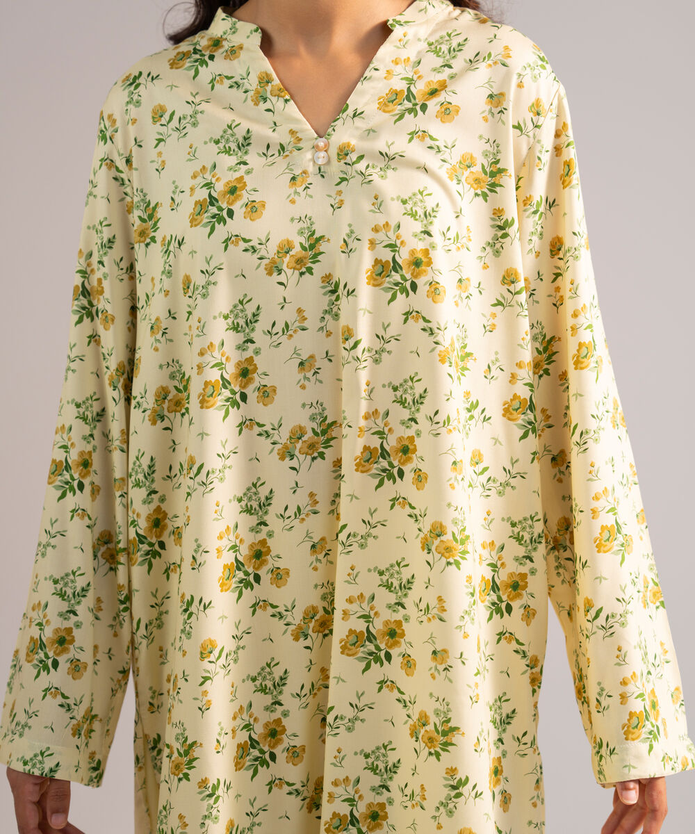 Women's RTW Arabic Lawn Printed Pale Yellow 2 Piece Suit