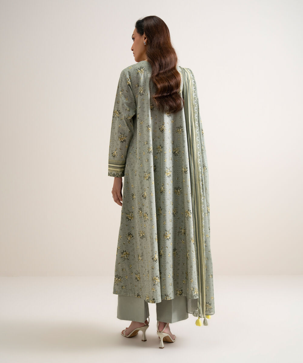 Women's Unstitched Lawn Embroidered Grey