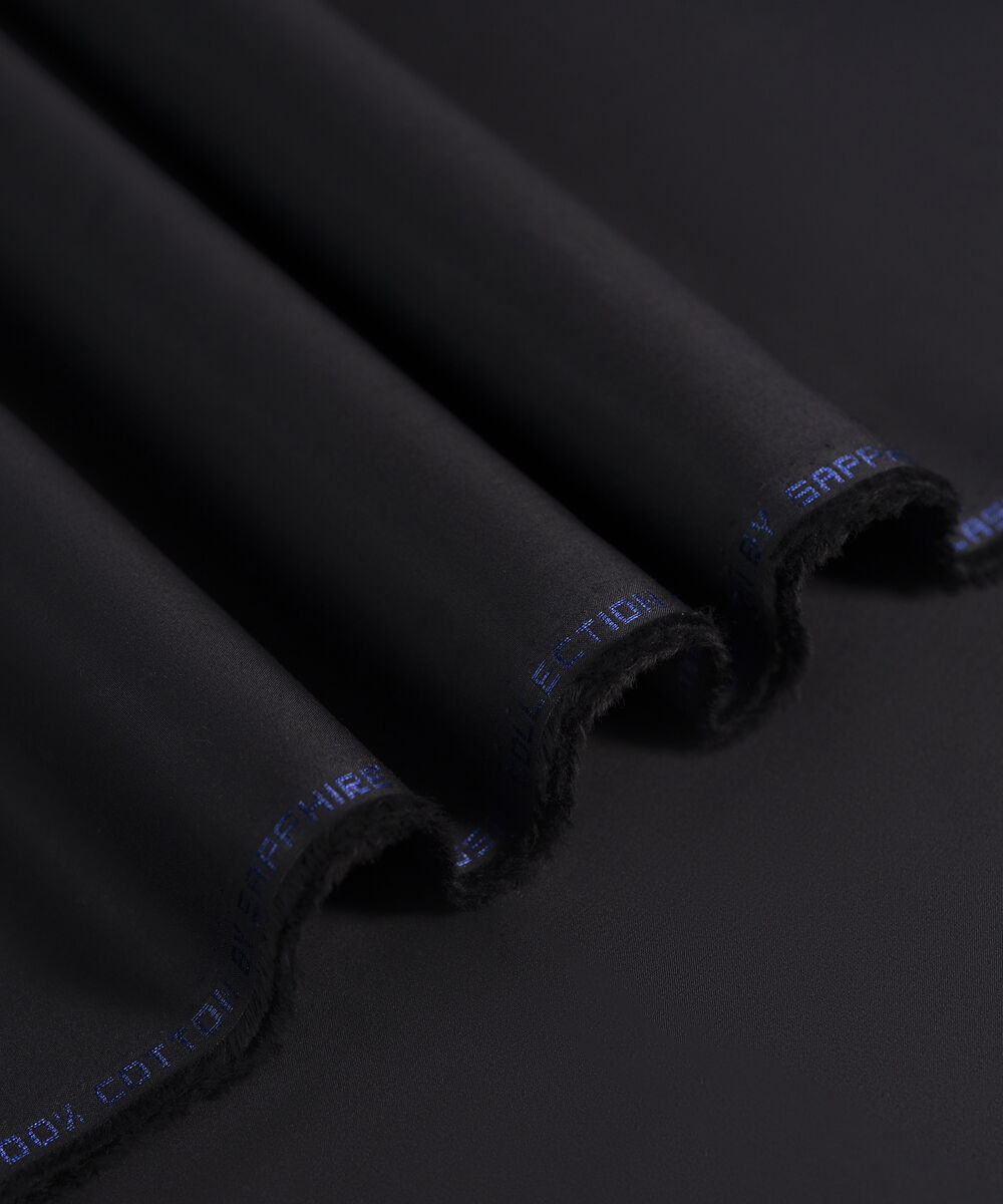 Men's Unstitched 2-Piece Premium Cotton Black Suit